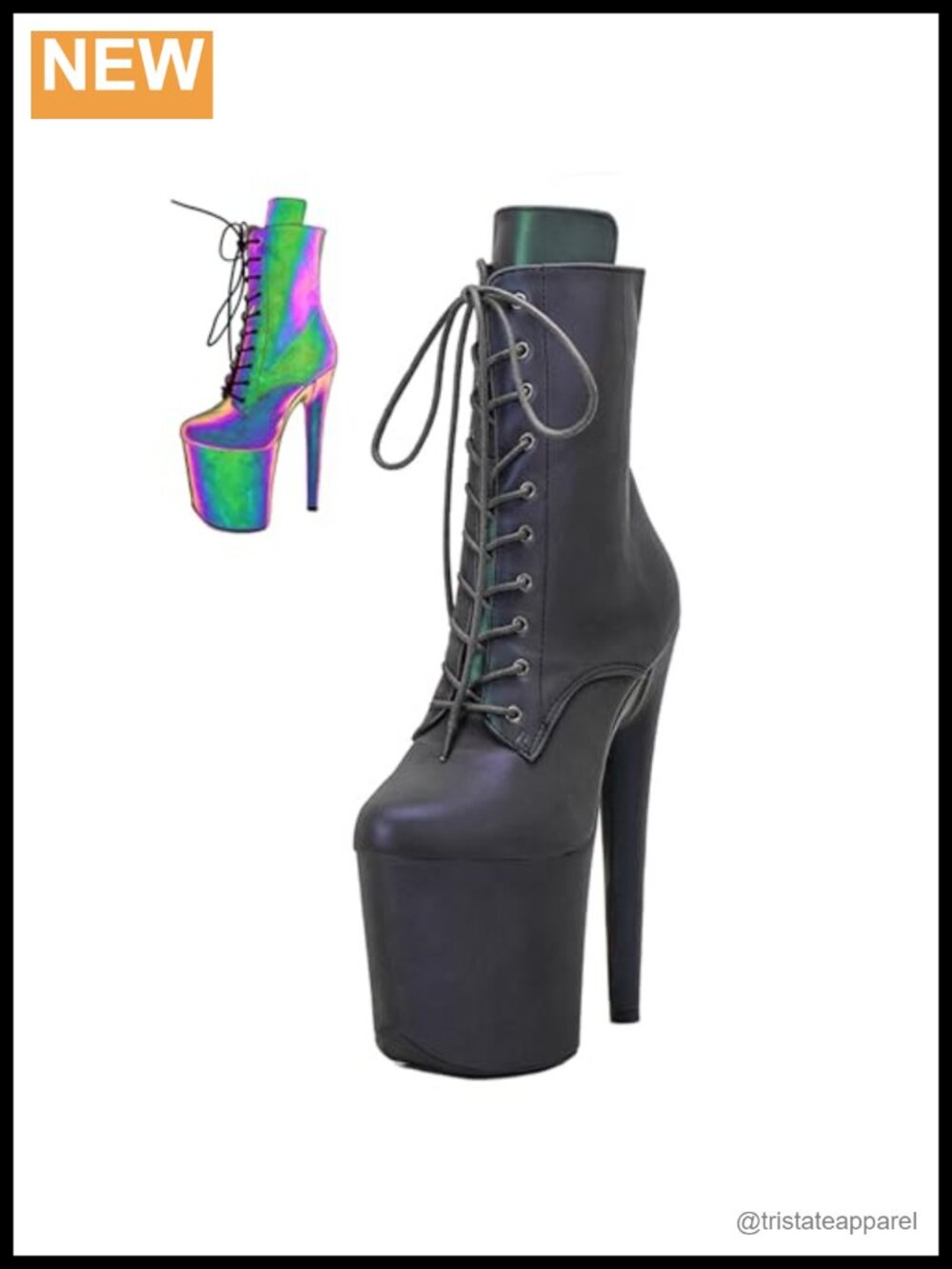 8 Inch Pole Dance Ankle Boots 20cm Platform Stiletto Exotic Heel Faux Leather